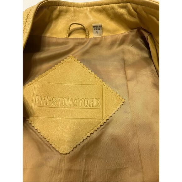 Preston & York women’s Collarless Soft Leather Jacket Size Small Tan - Picture 7 of 10